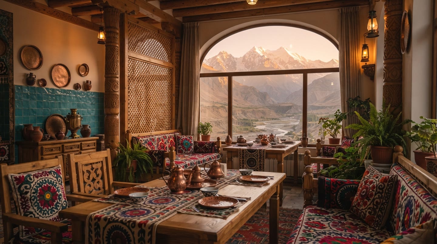 Cozy Restaurant in Tajikistan with Starlink Internet