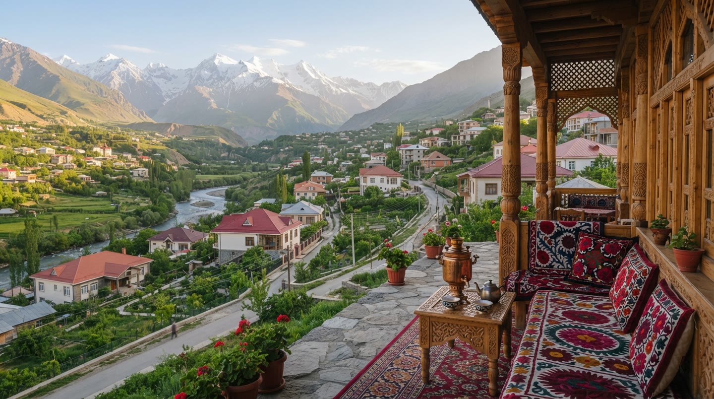 Streets of a Mountain Village in Tajikistan with Starlink Internet